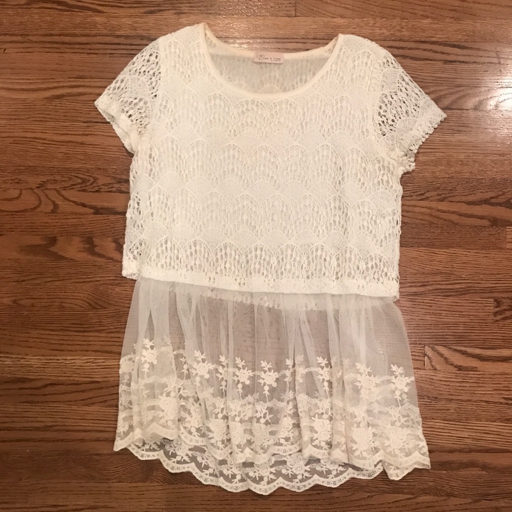 Beautiful! Eyelet lace blouse with Lace Bottom